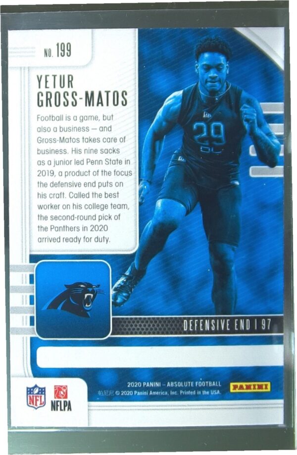 2020 Absolute Yetur Gross-Matos Retail RC #199 Panthers - Image 3