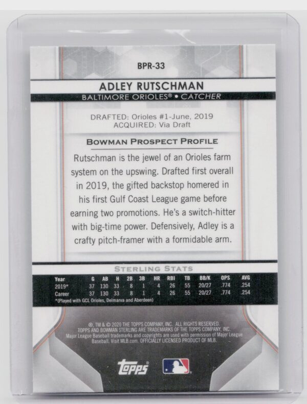 2020 Bowman Sterling Adley Rutschman #BPR-33 Orioles - Image 3