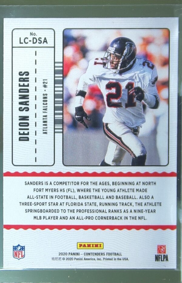 2020 Contenders Deion Sanders #LC-DSA Falcons Legendary Contenders Ruby - Image 3