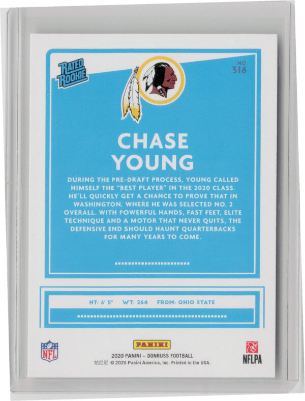 2020 Donruss Chase Young RC #316 Redskins - Image 3