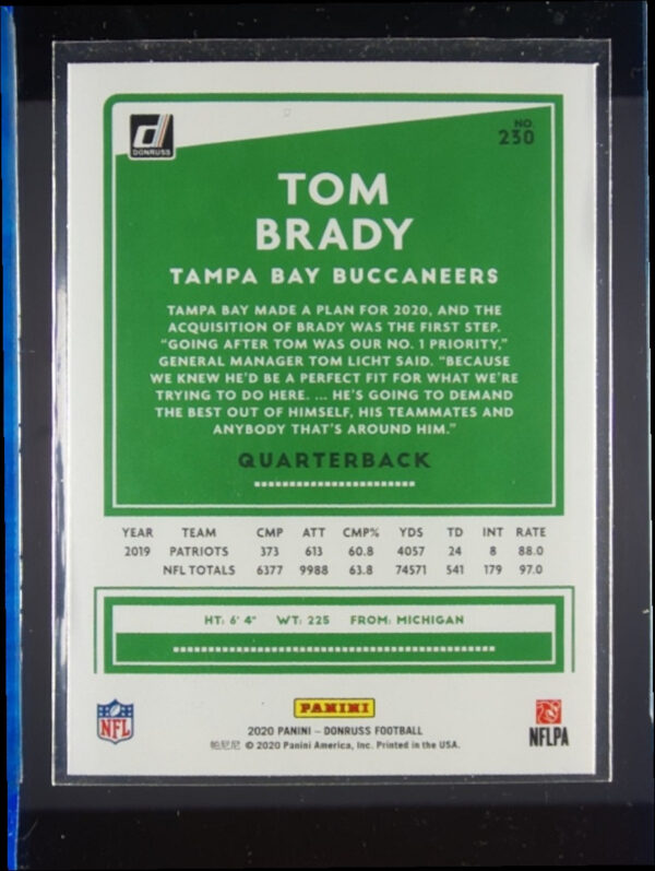 2020 Donruss Tom Brady #230 Buccaneers - Image 3