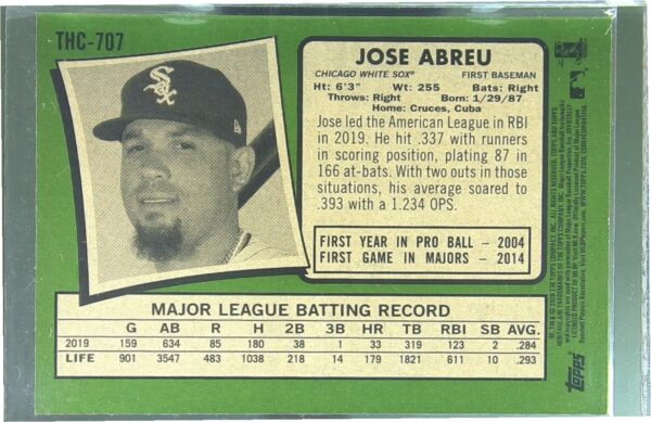 2020 Heritage Jose Abreu Chrome Purple Refractor #THC-707 Sox - Image 3