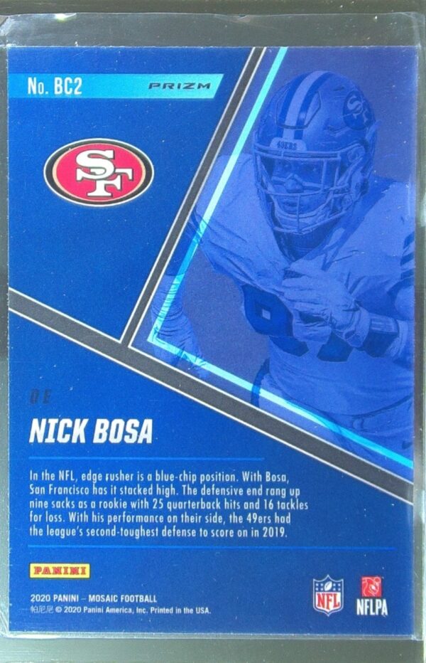 2020 Mosaic Nick Bosa #BC2 49ers Blue Chips Prizm - Image 3