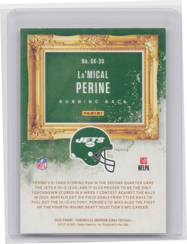2020 Panini Chronicles Gridiron Kings La'Mical Perine Rookie RC #GK-30 Jets - Image 3