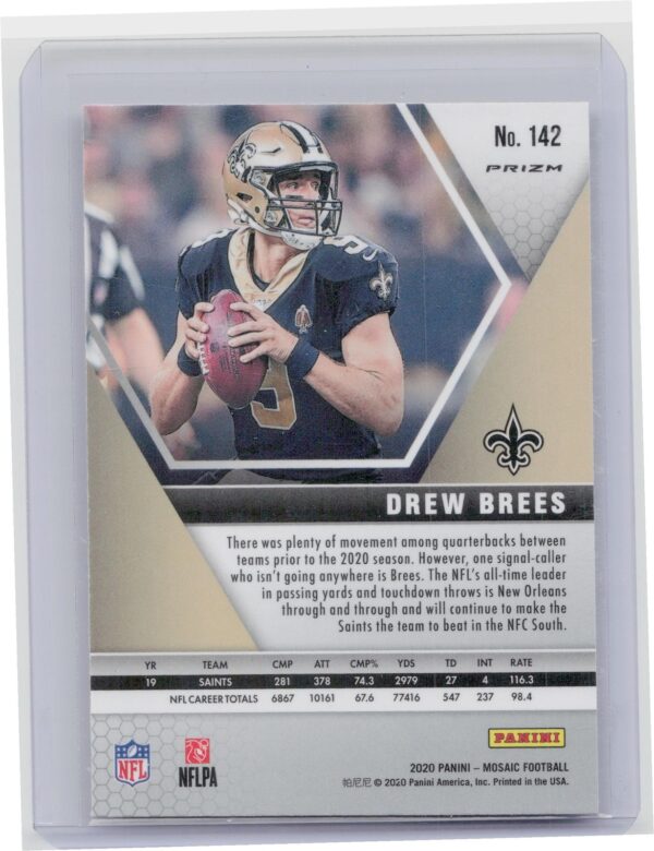 2020 Panini Mosaic Drew Brees #142 Saints - Image 3