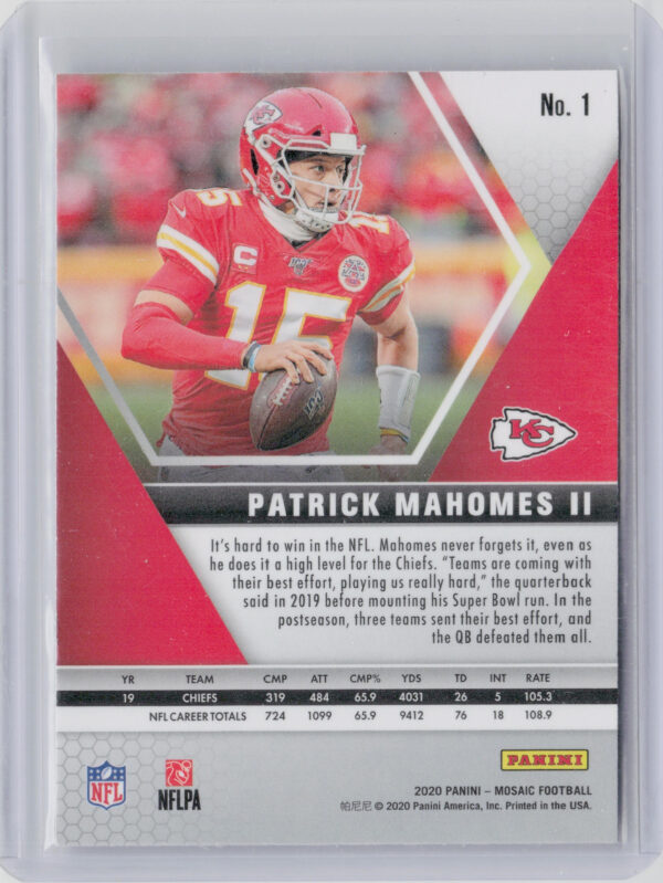 2020 Panini Mosaic Patrick Mahomes II #1 Chiefs - Image 3