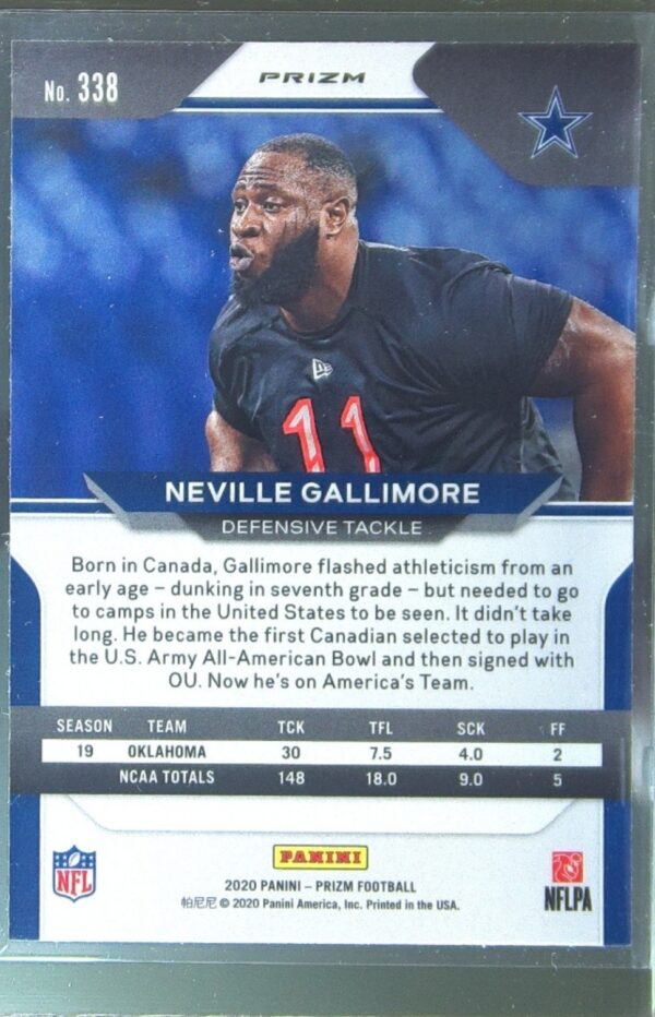 2020 Prizm Neville Gallimore Prizm RC #338 Cowboys - Image 3