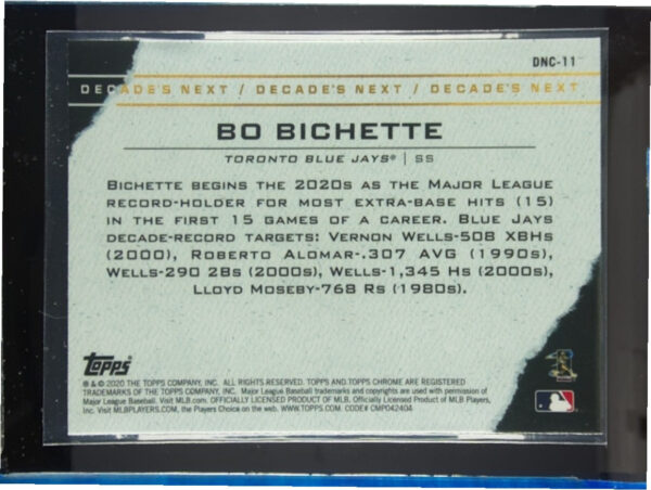 2020 Topps Chrome Update Bo Bichette #DNC-11 Jays Decade's Next - Image 3