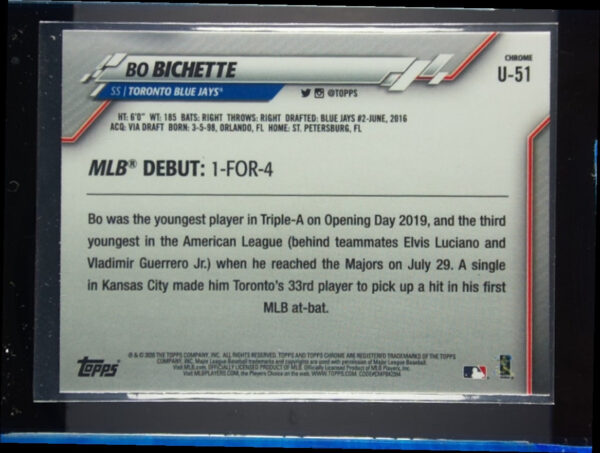 2020 Topps Chrome Update Bo Bichette #U-51 Jays - Image 3