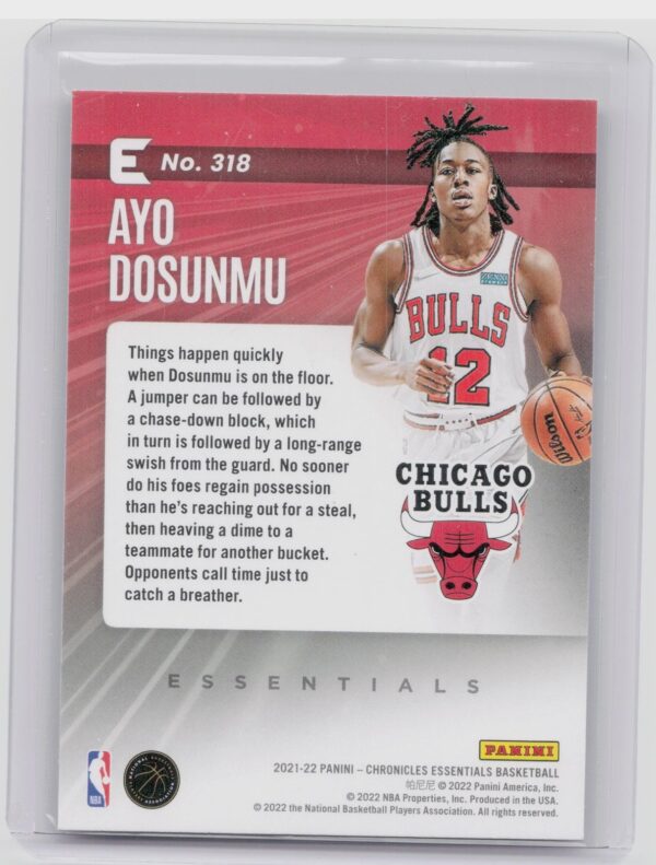 2021-22 Panini Chronicles Essentials Ayo Dosunmu Pink #318 Bulls - Image 3