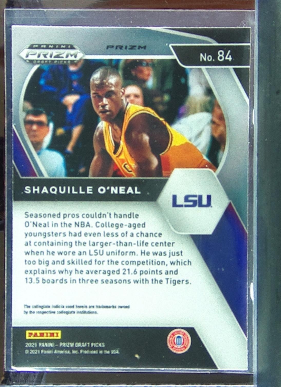 2021-22 Prizm Draft Picks Shaquille O'Neal Silver #84 Tigers - Image 3