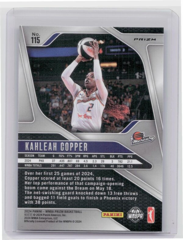 2021-22 WNBA Prizm Kahleah Cooper Blue Lazer #115 Mercury - Image 3