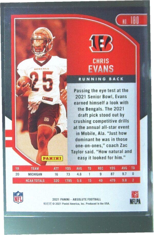 2021 Absolute Chris Evans Retail RC #180 Bengals - Image 3