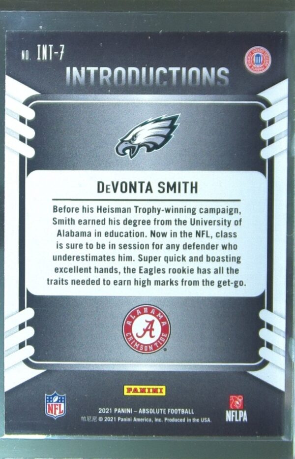 2021 Absolute DeVonta Smith RC #INT-7 Eagles Introductions - Image 3