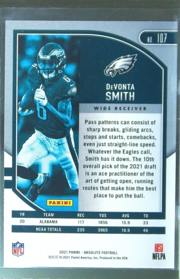 2021 Absolute DeVonta Smith Retail RC #107 Eagles - Image 3