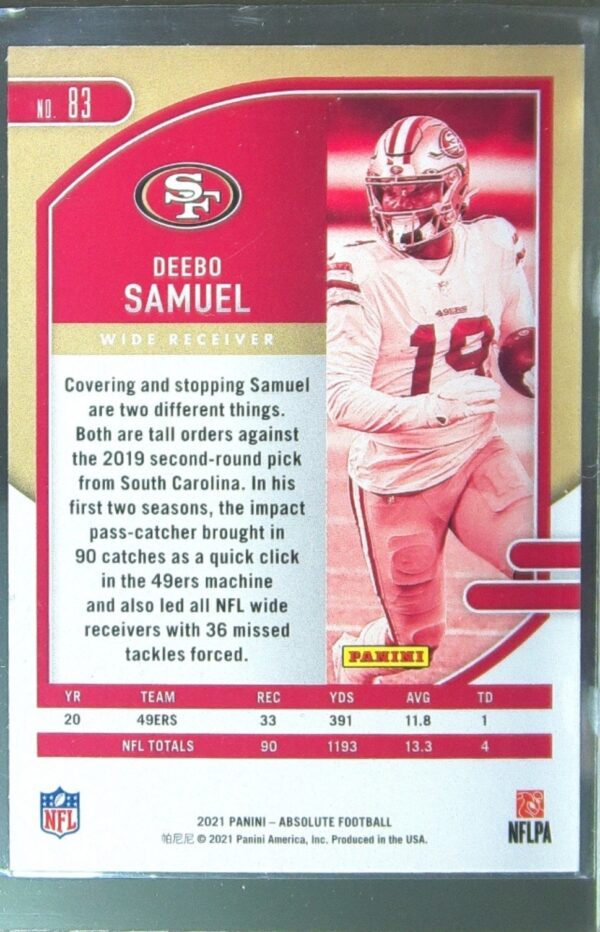 2021 Absolute Deebo Samuel Green #83 49ers - Image 3