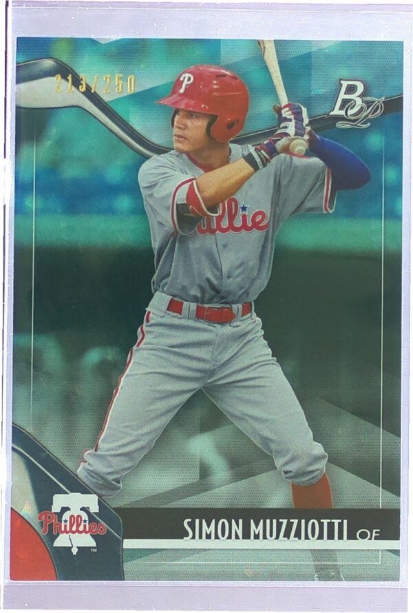 2021 Bowman Platinum Simon Muzziotti /250 #TOP-48 Top Prospects Aqua Ice
