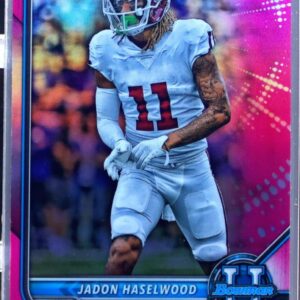2021 Bowman University Jadon Haselwood Chrome Pink #23 Razorbacks First