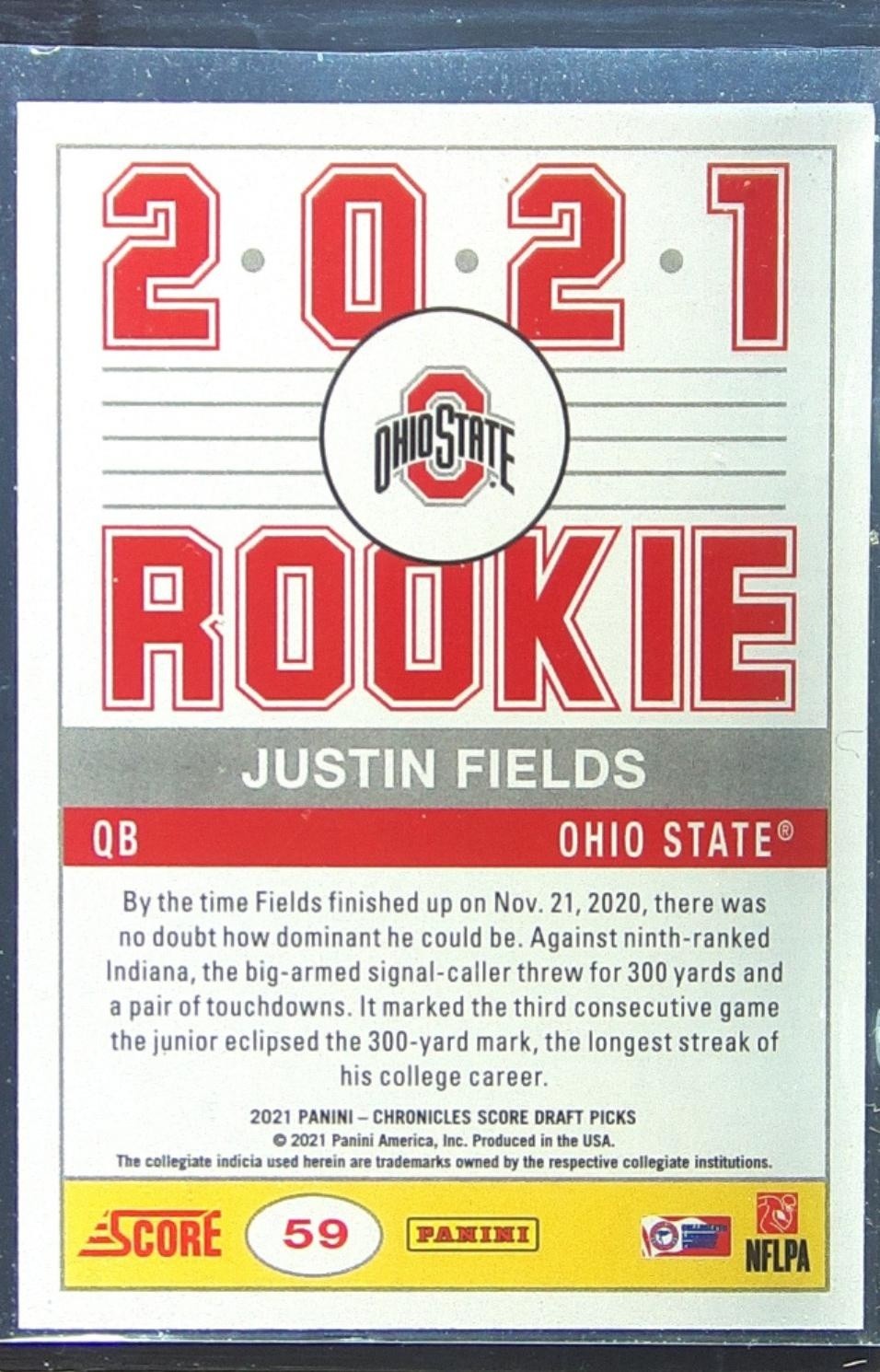2021 Chronicles Draft Justin Fields #59 Buckeyes - Image 3