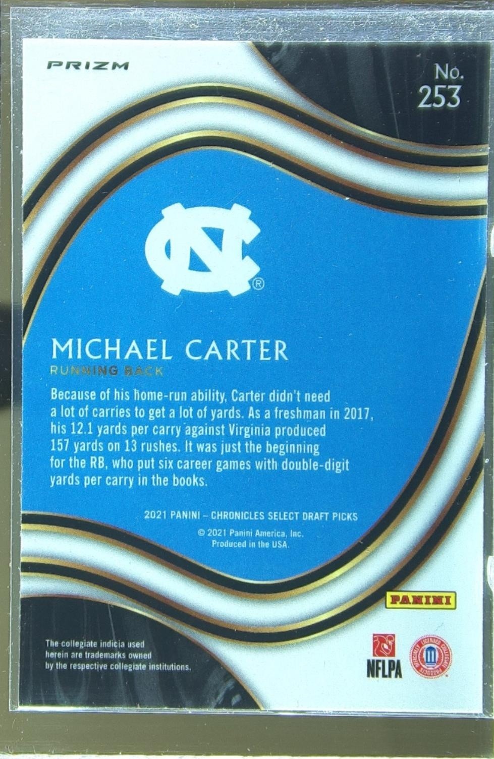 2021 Chronicles Draft Michael Carter Select Silver RC #253 Heels - Image 3