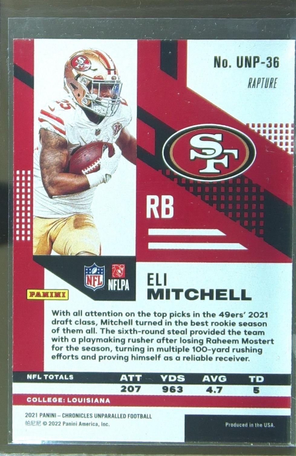 2021 Chronicles Eli Mitchell #UNP-36 49ers Unparalleled - Image 3