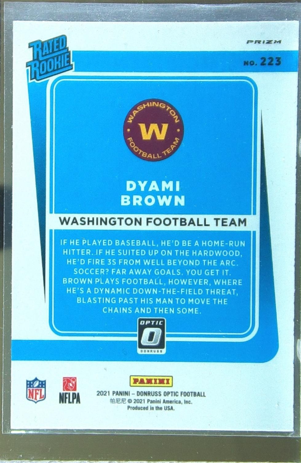 2021 Donruss Optic Dyami Brown Holo RC #223 Team - Image 3