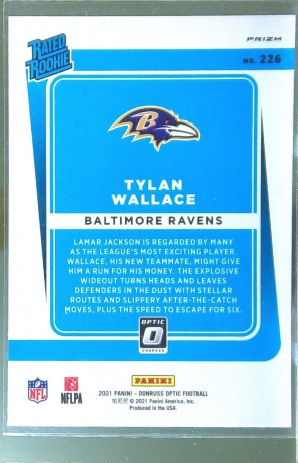 2021 Donruss Optic Tylan Wallace Stars RC #226 Ravens - Image 3