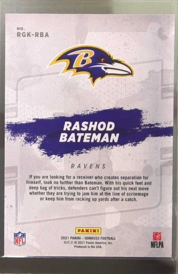 2021 Donruss Rashod Bateman RC #RGK-RBA Ravens Rookie Gridiron Kings - Image 3