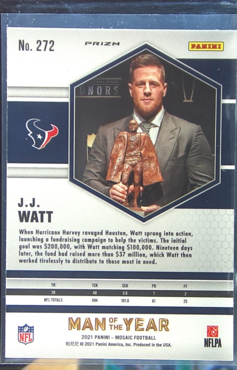 2021 Mosaic J.J. Watt Prizm Green #272 Texans - Image 3