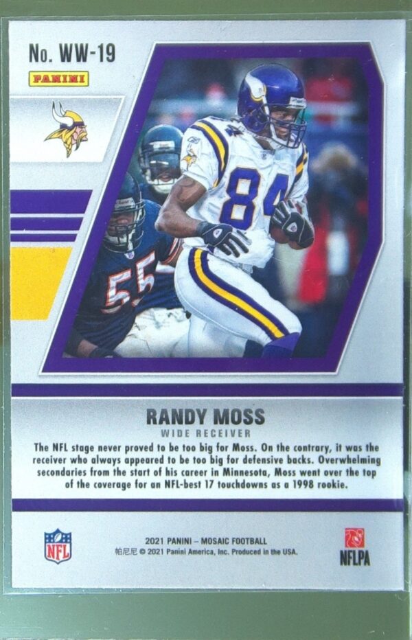 2021 Mosaic Randy Moss #WW-19 Vikings Will to Win - Image 3