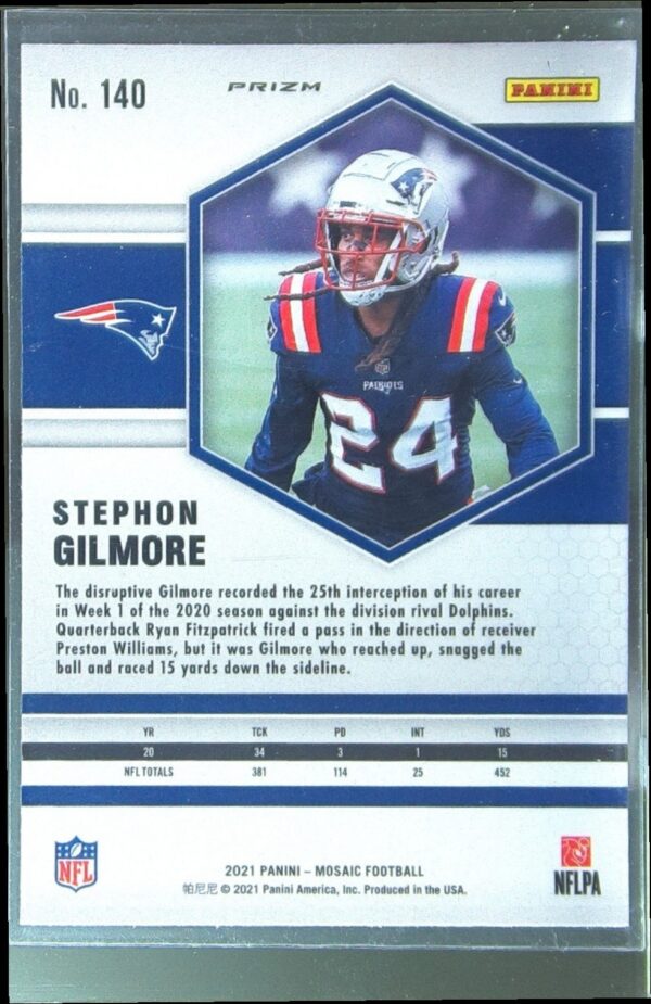 2021 Mosaic Stephon Gilmore Prizm Gold #140 Patriots - Image 3