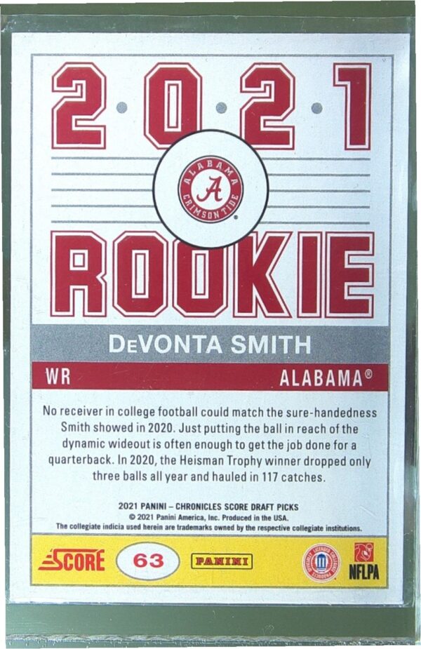2021 Panini Chronicles Draft Picks DeVonta Smith Pink RC #63 Tide - Image 3