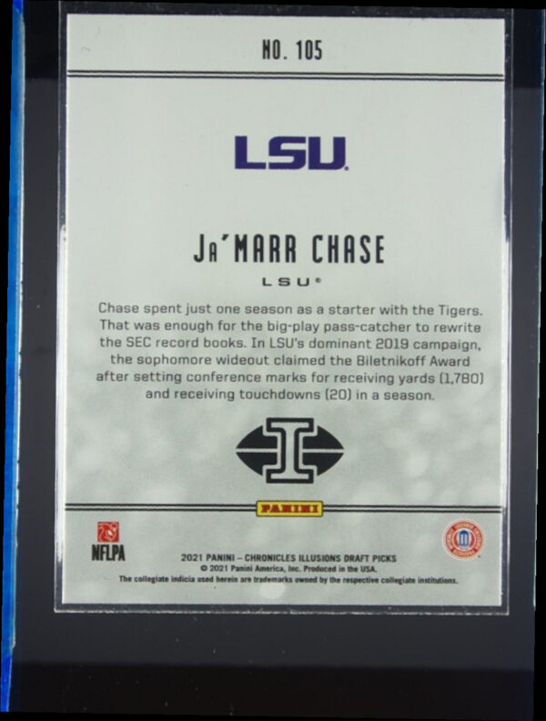 2021 Panini Chronicles Draft Picks Ja'Marr Chase #105 Tigers - Image 3