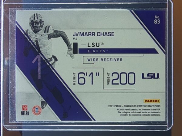 2021 Panini Chronicles Draft Picks Ja'Marr Chase Bronze #83 Tigers - Image 3