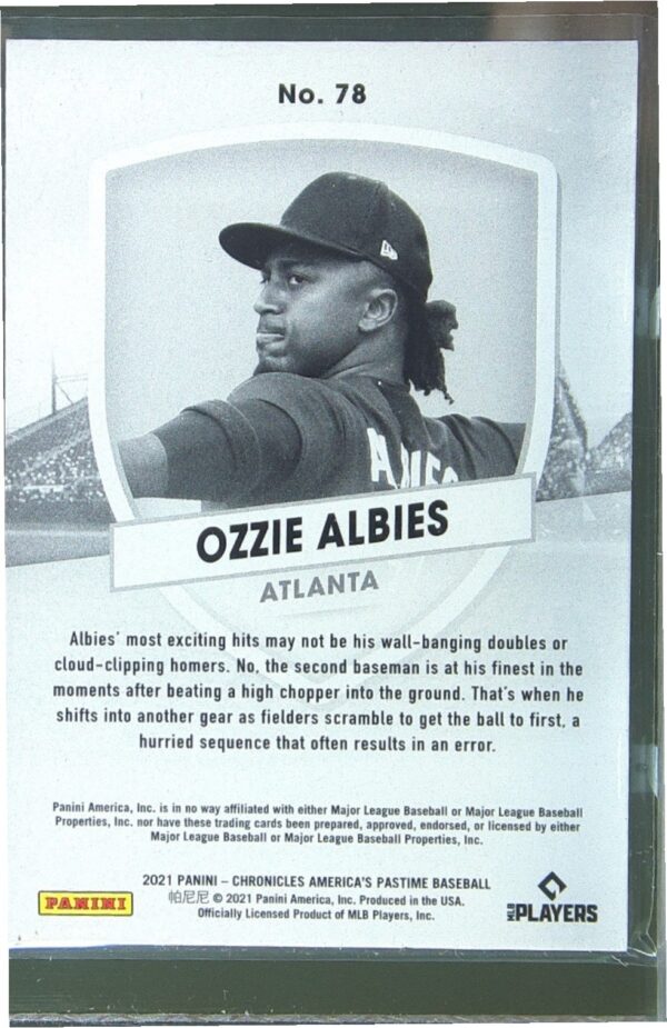 2021 Panini Chronicles Ozzie Albies #78 Braves - Image 3