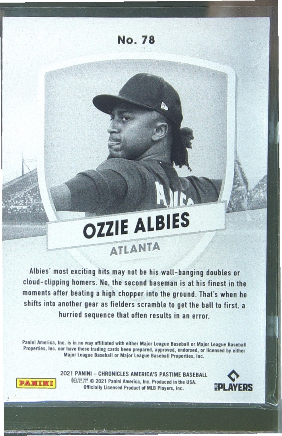 2021 Panini Chronicles Ozzie Albies #78 Braves - Image 3