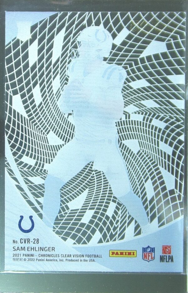 2021 Panini Chronicles Sam Ehlinger RC #CVR-28 Colts Clear Vision Rookies - Image 3