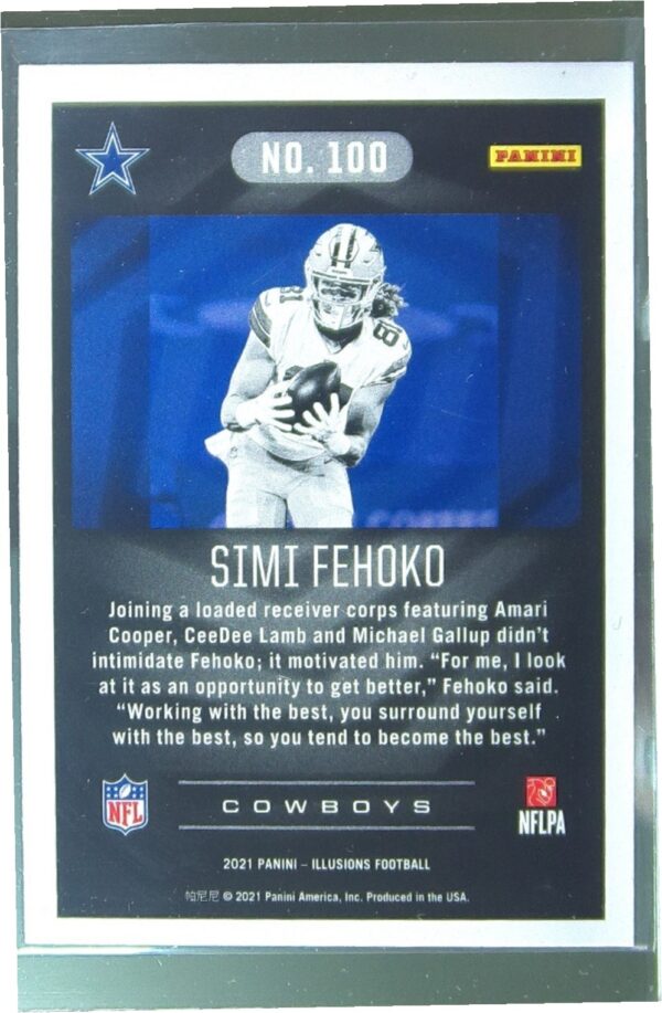 2021 Panini Illusions Simi Fehoko RC #100 Cowboys - Image 3