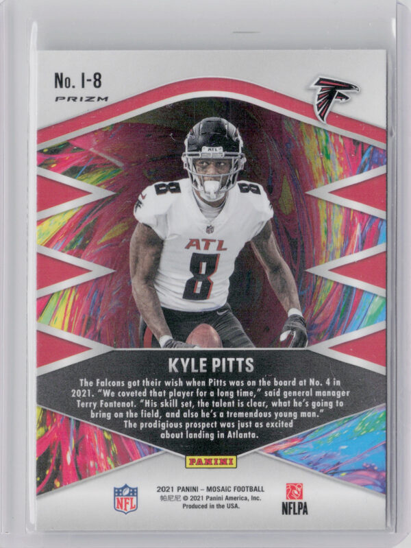 2021 Panini Mosaic Kyle Pitts #I-8 Falcons Introductions Prizm Silver - Image 3