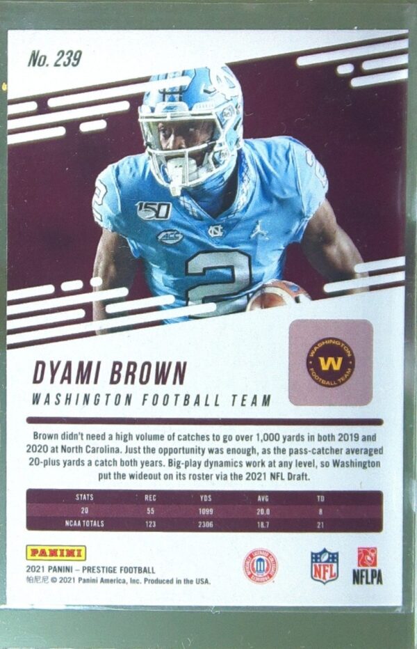 2021 Panini Prestige Dyami Brown Xtra Points Astral #239 Team - Image 3