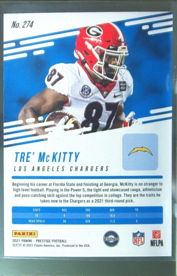 2021 Panini Prestige Tre' McKitty RC #274 Chargers - Image 3