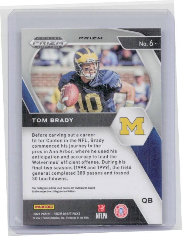 2021 Panini Prizm Draft Picks Collegiate Tom Brady Red White and Blue #6 Wolveri - Image 3