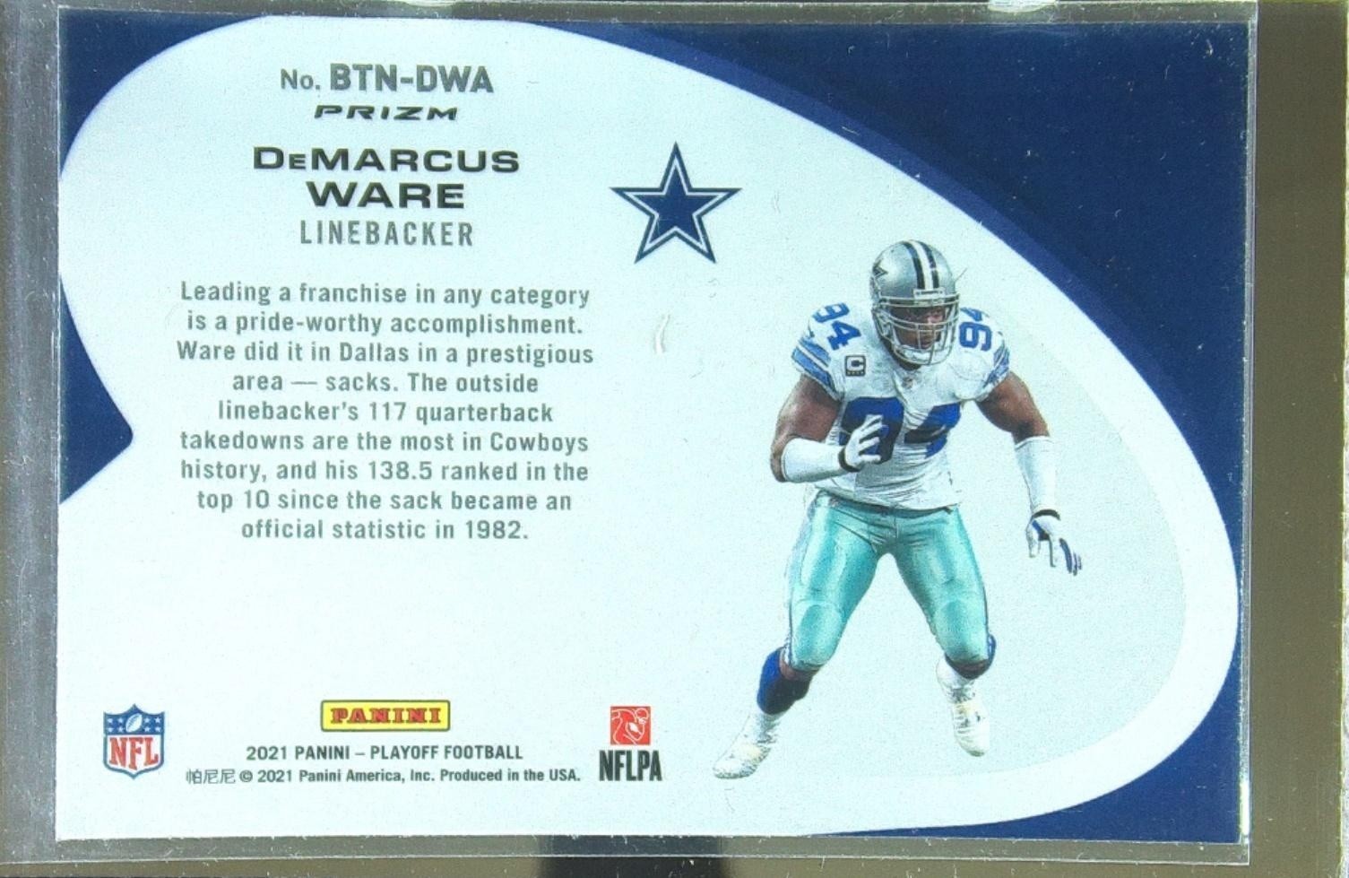 2021 Playoff DeMarcus Ware #BTN-DWA Cowboys Behind the Numbers Blue - Image 3
