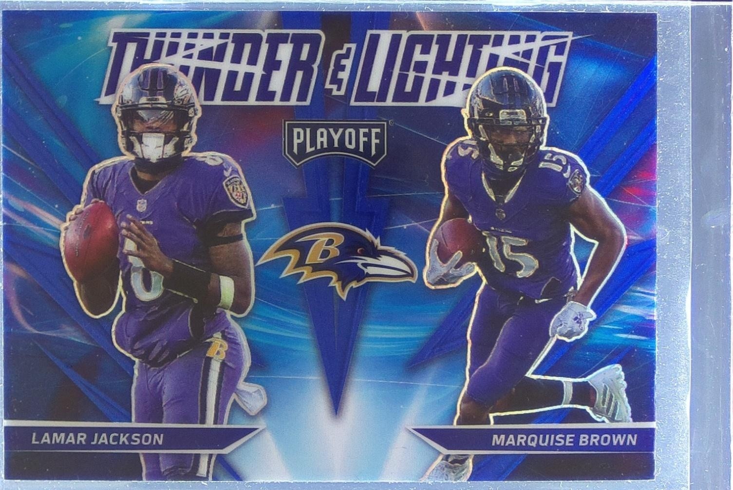 2021 Playoff Lamar Jackson / Brown #TL-6 Ravens Thunder & Lightning Blue