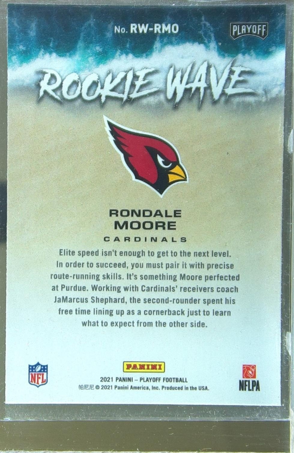 2021 Playoff Rondale Moore RC #RW-RMO Cardinals Rookie Wave - Image 3