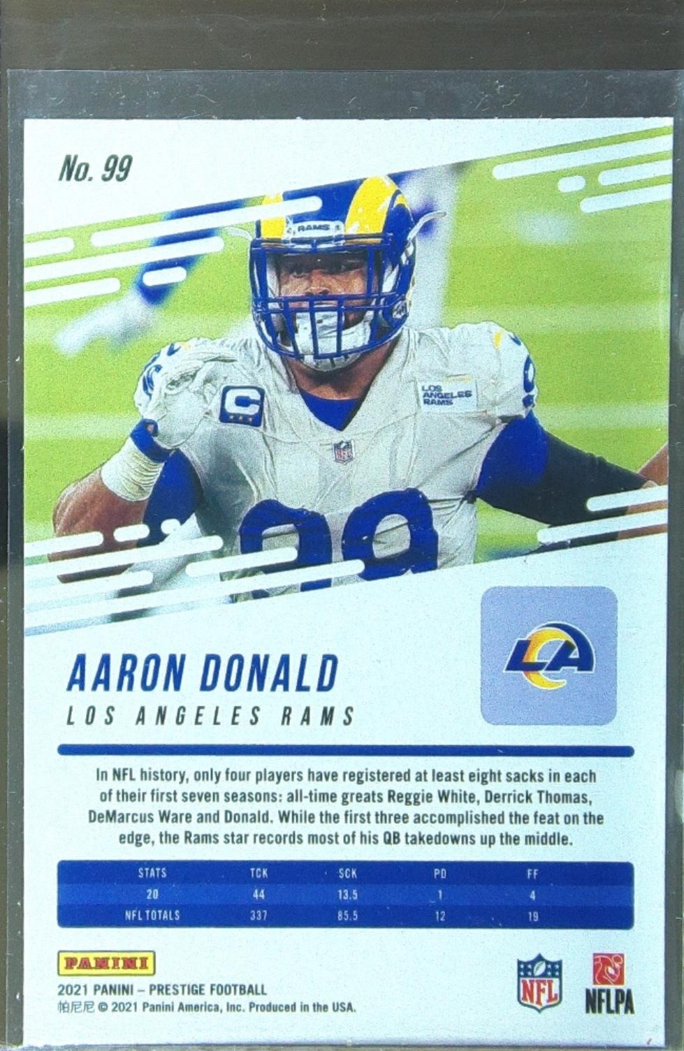 2021 Prestige Aaron Donald Xtra Points Astral #99 Rams - Image 3