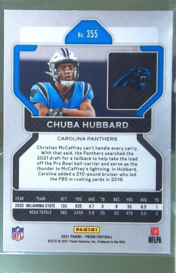 2021 Prizm Chuba Hubbard RC #355 Panthers - Image 3