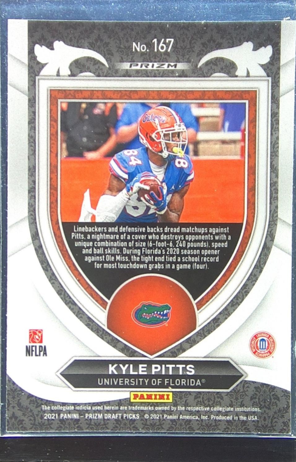 2021 Prizm Draft Picks Kyle Pitts Silver RC #167 Gators - Image 3