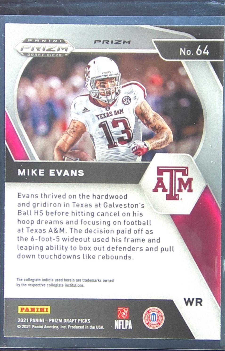 2021 Prizm Draft Picks Mike Evans Green #64 Aggies - Image 3
