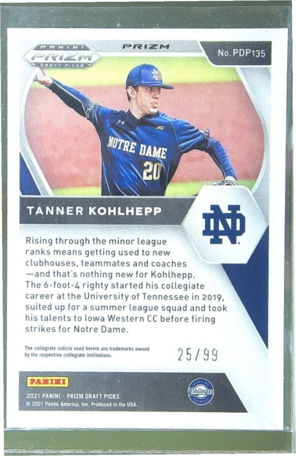 2021 Prizm Draft Picks Tanner Kohlhepp Red Donut Circles Prizm /99 #PDP135 Irish - Image 3